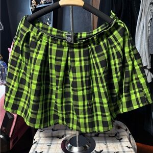 Hot Topic Green Black Skater Mini Skirt